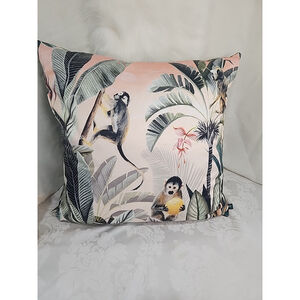 Wylder 20x20 Throw Pillow Monkey Jungle Print Velvet New